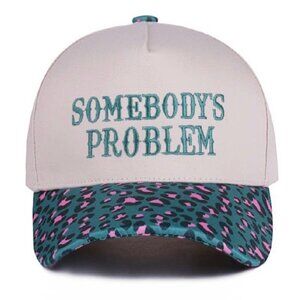 Somebody’s Problem Trucker Hat | Teal Leopard Brim | New With Tags
